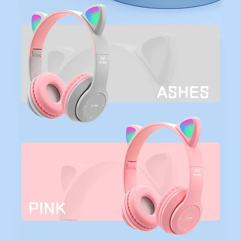 Cat Ear Bluetooth-Compatible Headphones