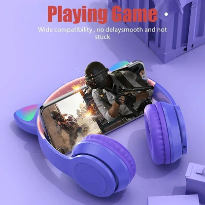 Cat Ear Bluetooth-Compatible Headphones
