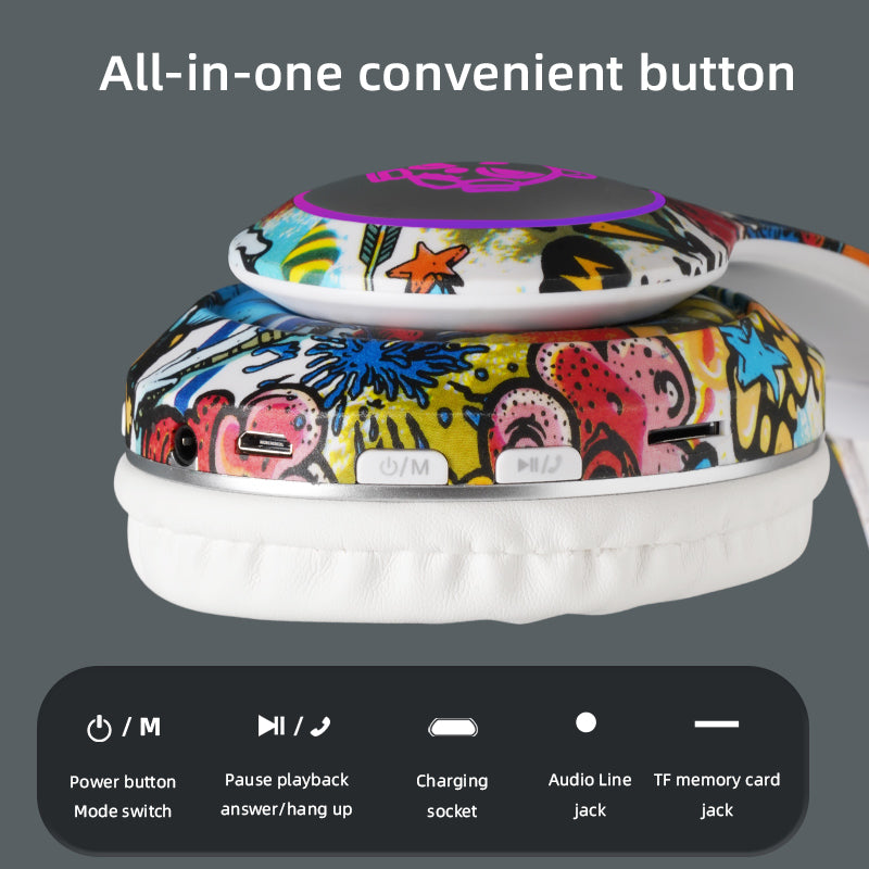 Flash Light Bluetooth Kids Ear Headphones