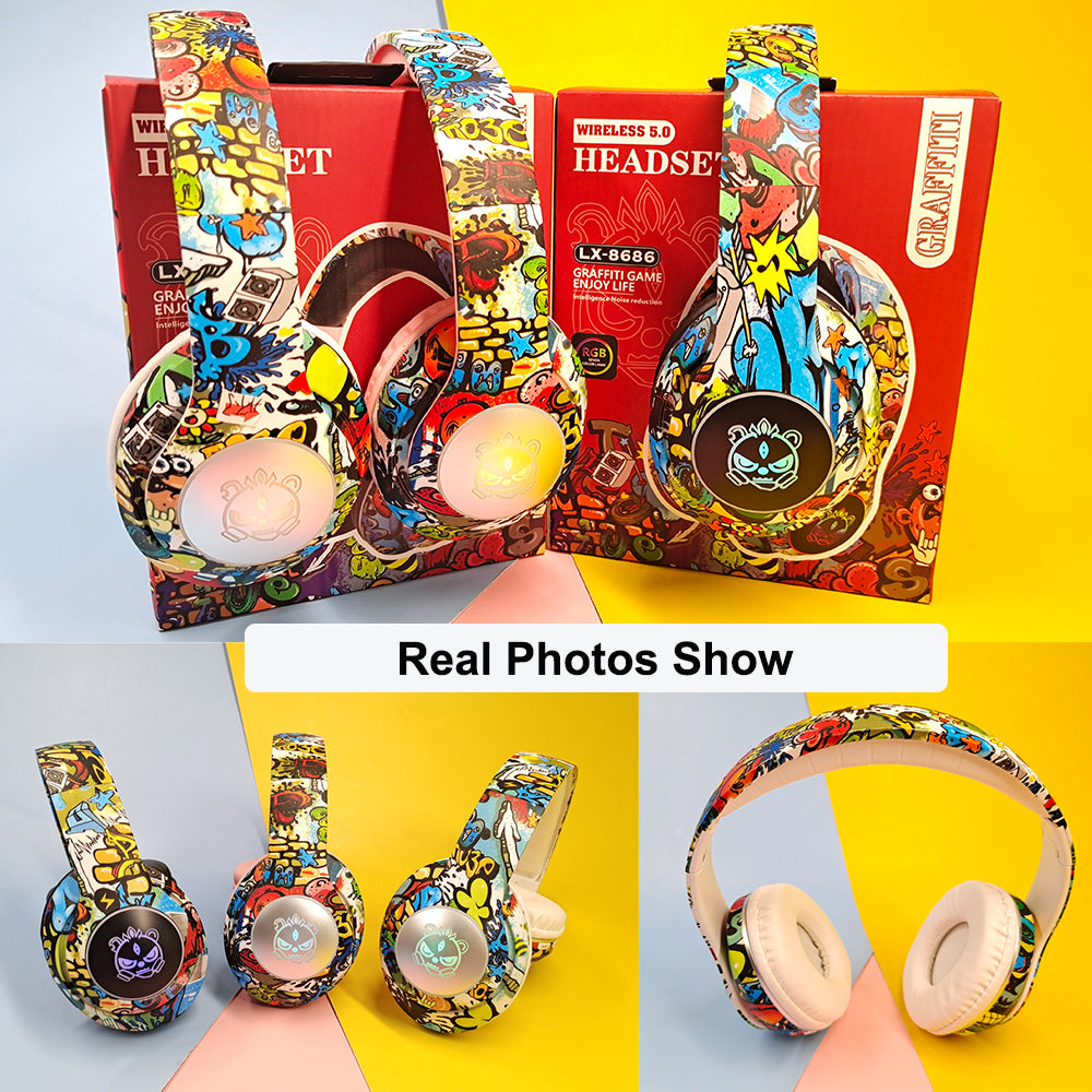 Flash Light Bluetooth Kids Ear Headphones